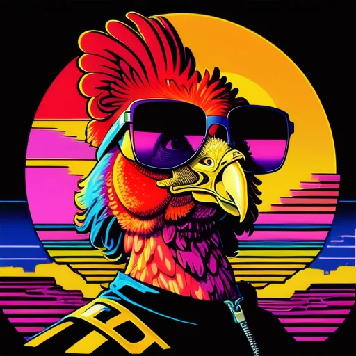 80s Synthwave Chicken T-Shirt Design