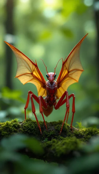 Award - Winning Photo of Ant - Bat Hybrid in Forest Setting