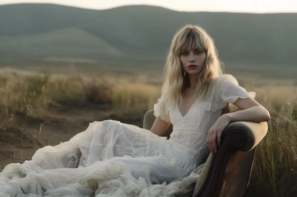 Surreal Boho Woman Field Scene