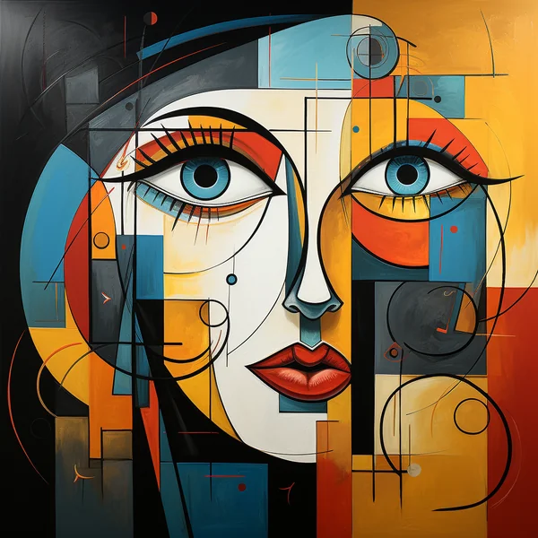 Cubist Woman Face Art Illustration