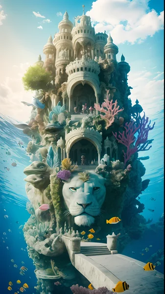 Underwater Palace Fantasy Scene