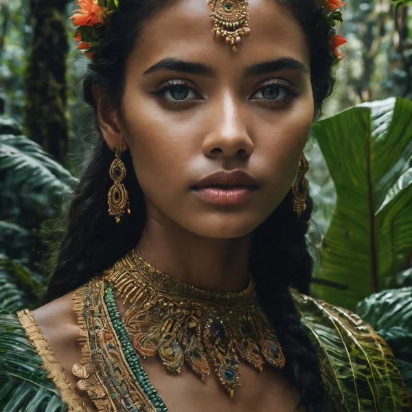 Otherworldly Woman Above Rainforest Portrait