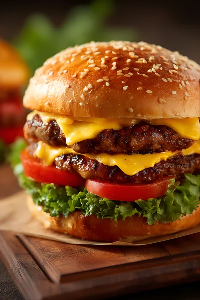 Juicy Double Cheeseburger Close-Up