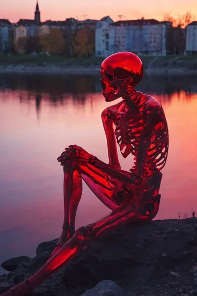 Sad Skeleton Surreal Double Exposure Art