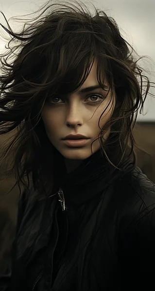 Black and White Woman Field Portrait