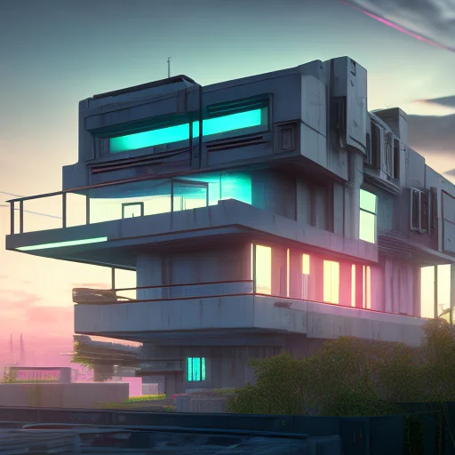Cyberpunk Modern House Exterior Photo