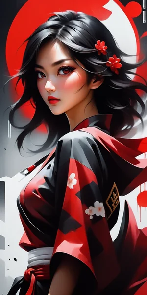 Abstract Asian Girl Graffiti Art