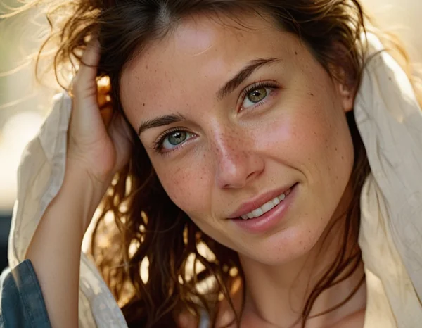 Natural Smiling Woman Close-Up