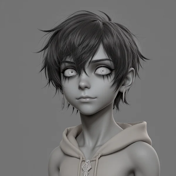 Gothcore Dark-Haired Boy Character