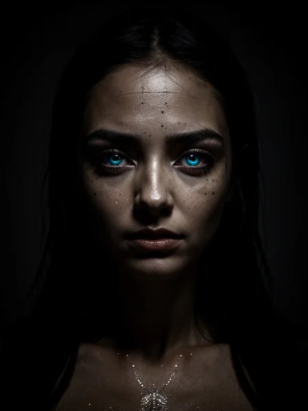 Mysterious Blue-Eyed Woman Portrait