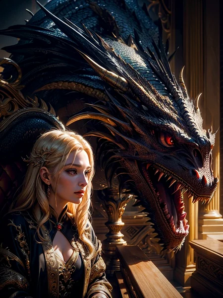 Queen and Dragon Throne Room Portrait