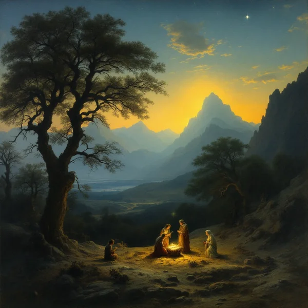 Oriental Nativity Romantic Landscape