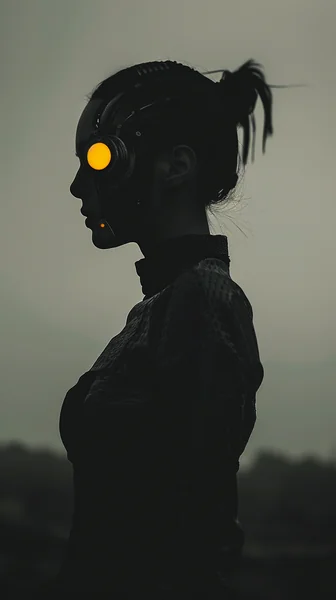 Terminator Girl Monochrome Portrait