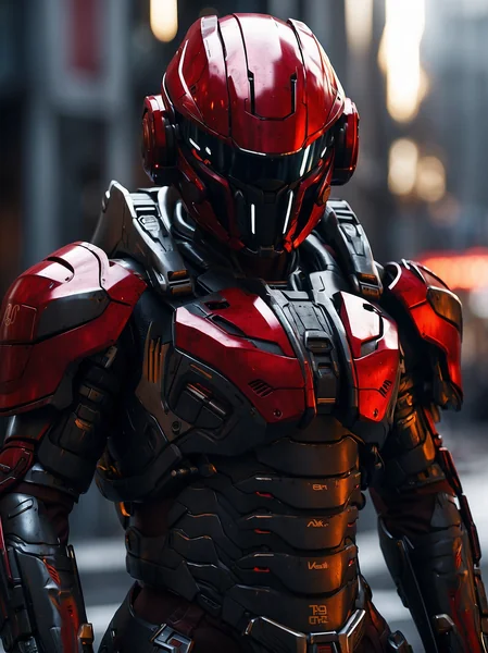 Neon Red Futuristic Soldier Scene