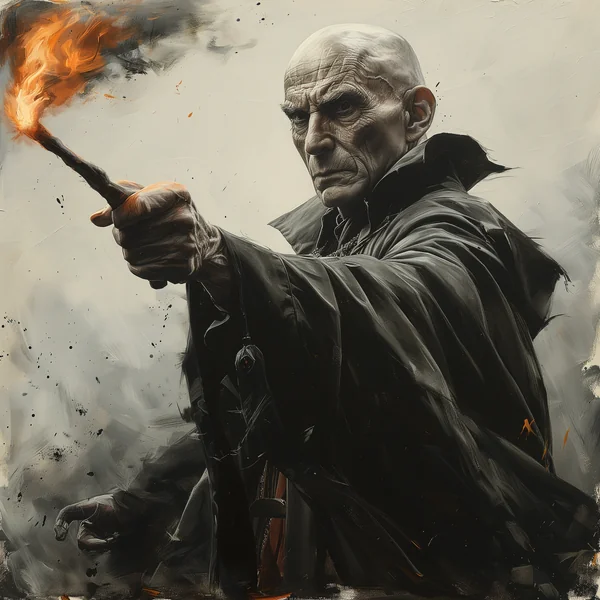 Wizard Spellcasting Pencil Illustration