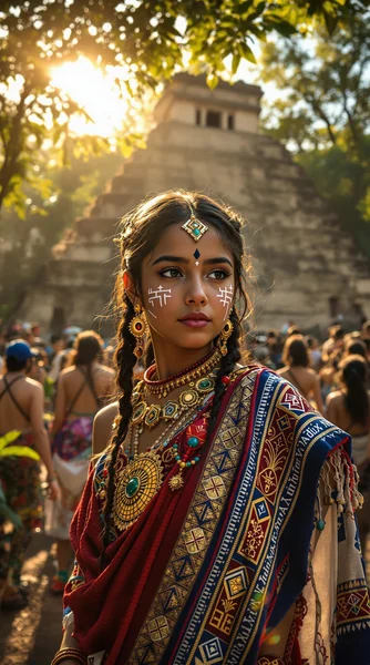 Indigenous Girl in Ancient Maya City: Tradition and Ritual