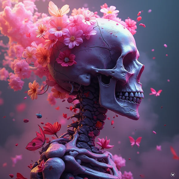 Psychedelic Skeleton Fluid Art