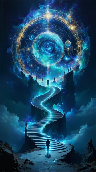 Cosmic Wheel of Fate Surreal AI Art
