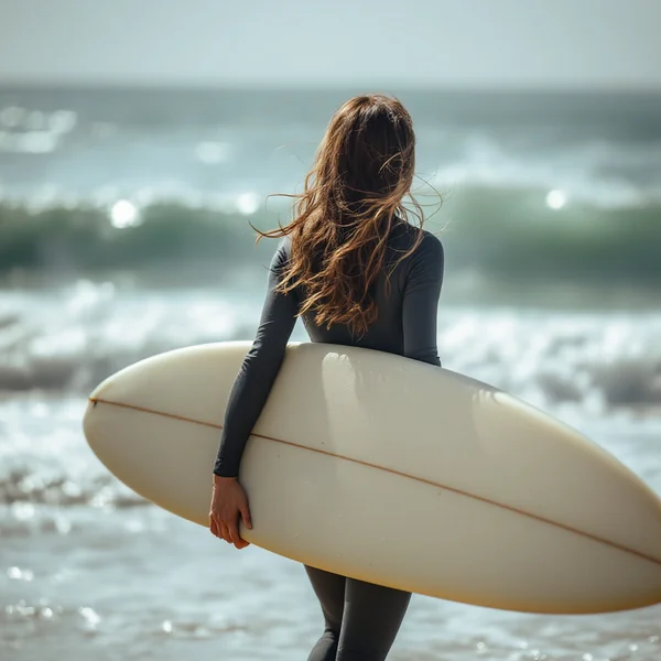 Surfer Woman Morning Beach Walk