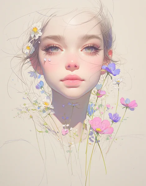 Cottagecore Girl in Floral Portrait
