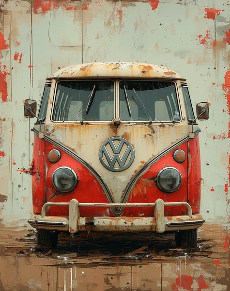 VW Bus Abstract Canvas Art