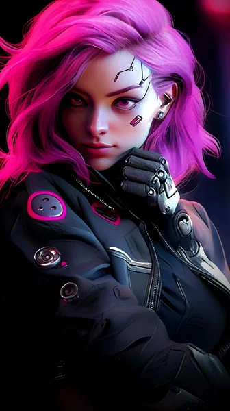 Magenta-Eyed Android Cyberpunk Art