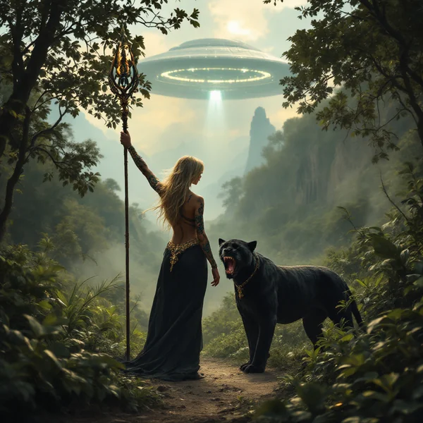 Jungle Guardian Woman and Panther