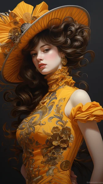 Art Nouveau Girl City Street Portrait