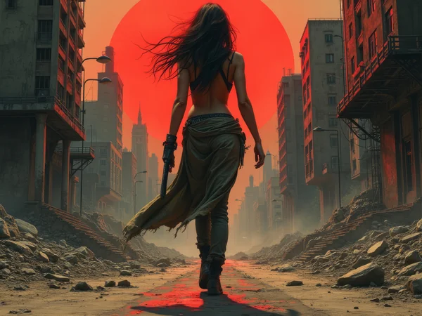 Post-Apocalyptic Fierce Woman Art