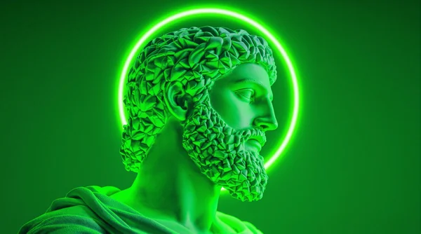 Neon Greek Statue Portrait