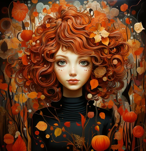 Autumn Pointillist Digital Painting