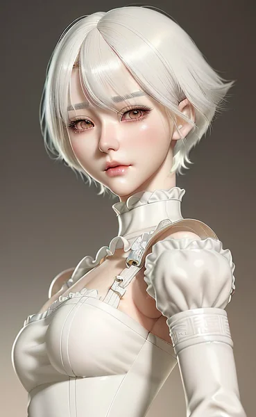 White-Haired Anime Girl Portrait