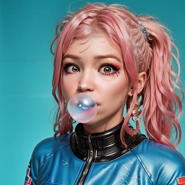 Neo-Vintage Cyborg Girl Art