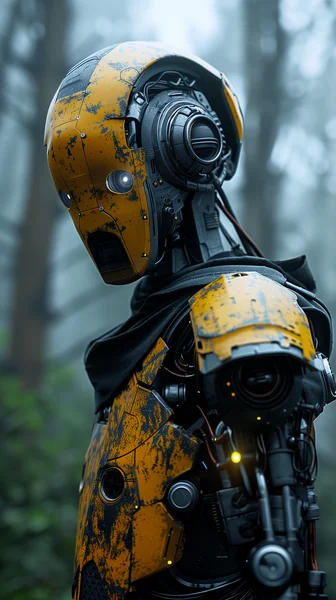 Dark Sci‑Fi Cyborg Robot Render