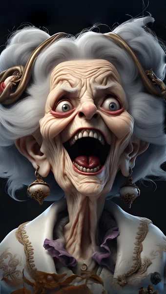Mad Elder Woman Fantasy Portrait