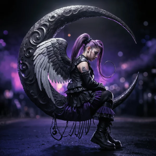 Punk Angel Moon Fantasy Art