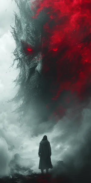Red-Eyed Demon Dark Fantasy Illustration