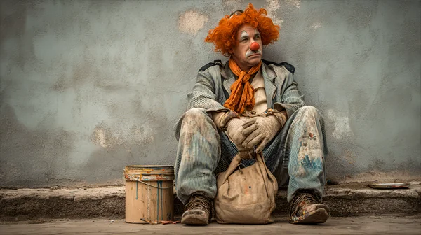 Melancholic Clown Urban Portrait