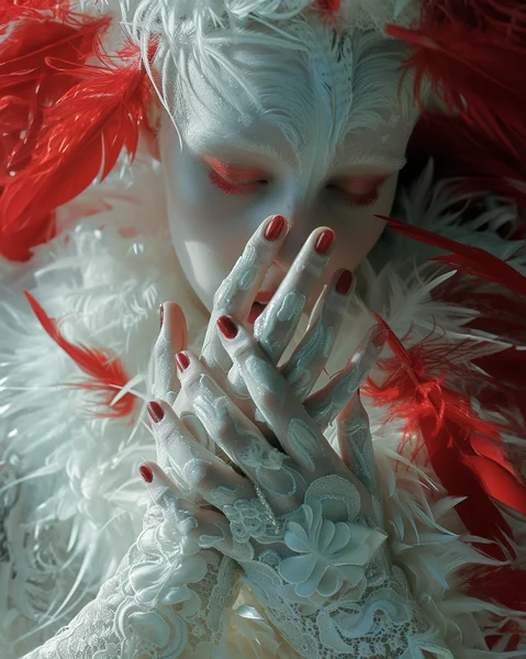 Feathered Hands Horror Portrait
