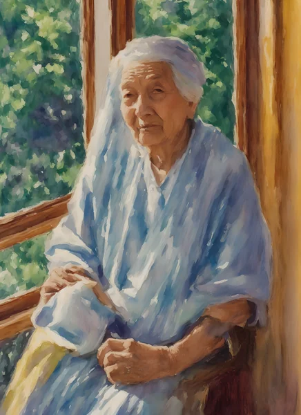 Watercolor Portrait of Wise Elder