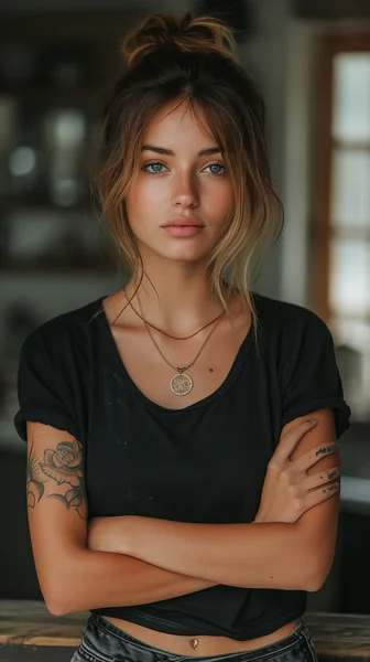 Minimal Tattoo Style Woman Portrait