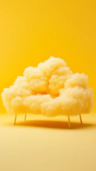 Cloud-Inspired Yellow Couch Photography