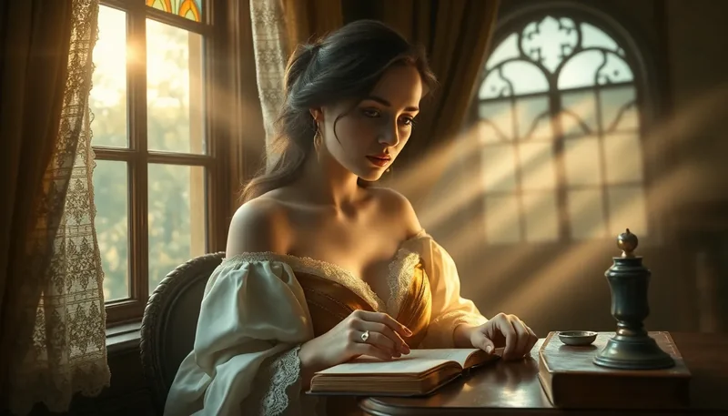 Golden Age Woman Oil Painting: Melancholic Beauty