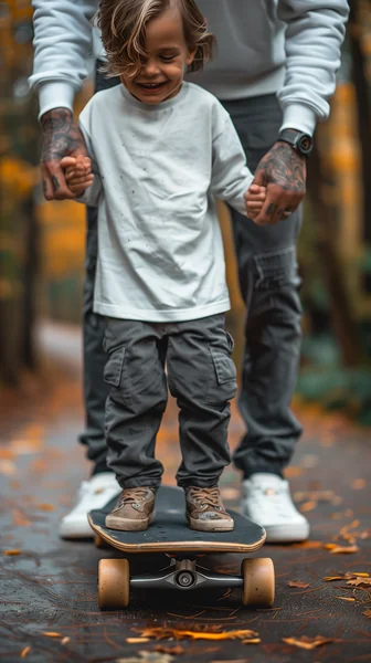Father and Son Skateboard Moment
