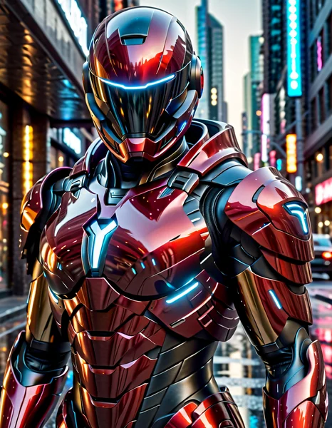 Neon Red Futuristic Soldier