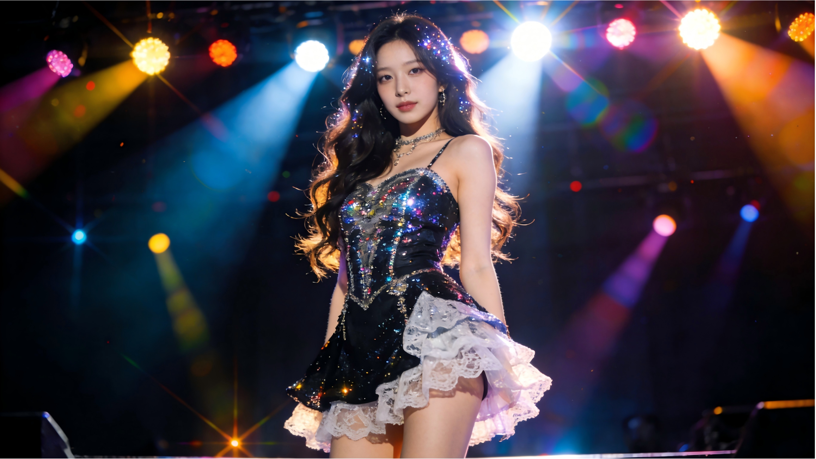 A Stunning Korean Girl In K-pop Idol Style, Wearing A...