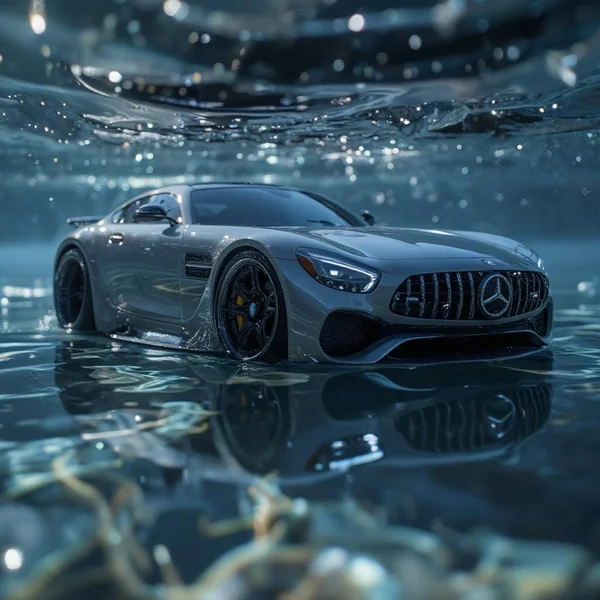Luxury Car Reflection Water Photo
