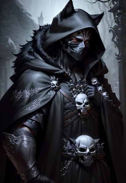 Furry Skull Mask Night Art