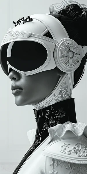 Futuristic Woman Robotic Headgear Art