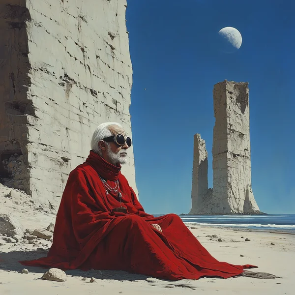 Surreal Elder on Beach Fantasy Art